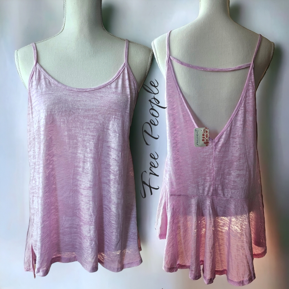 NWT FPMovement Burnout Acid Wash Flowy Tank Top in light pink purple